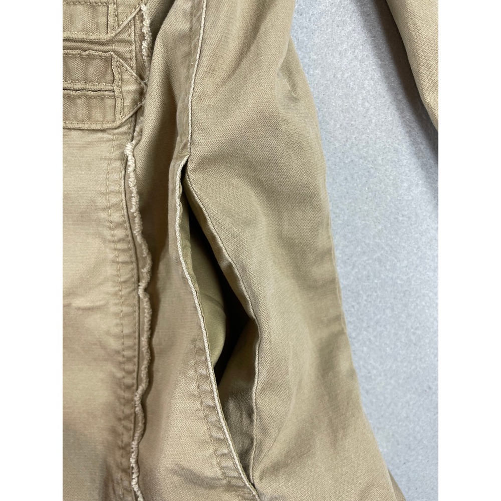 White House Black Market Womens Jacket Military Ruffle Tan Cotton Blend Size 2 - Picture 10 of 10